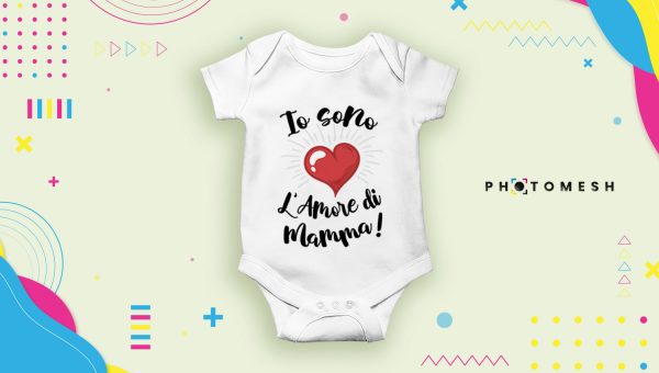 Body Neonato manica corta - bodino"io sono l'amore di mamma"