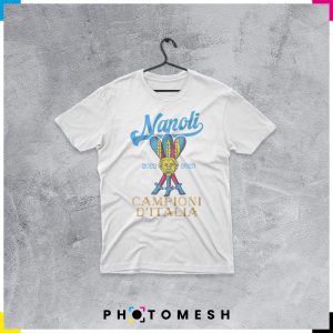 T-Shirt in cotone "Napoli Tre Bastoni campione d'Italia"