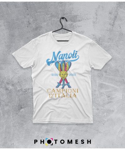 T-Shirt in cotone “Napoli Tre Bastoni campione d’Italia”