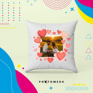 Cuscino personalizzabile con foto - Cornice Cuori: