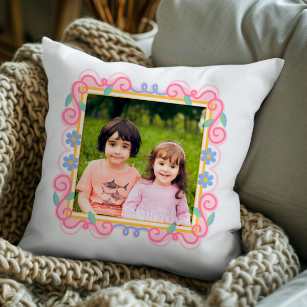 Cuscino personalizzabile con foto - Floreale Pastello - immagine 4