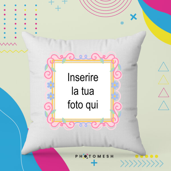 Cuscino personalizzabile con foto - Floreale Pastello - immagine 2