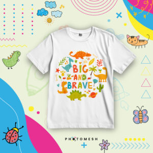 T-Shirt Bimbo in Cotone - Dinosauri Big and Brave