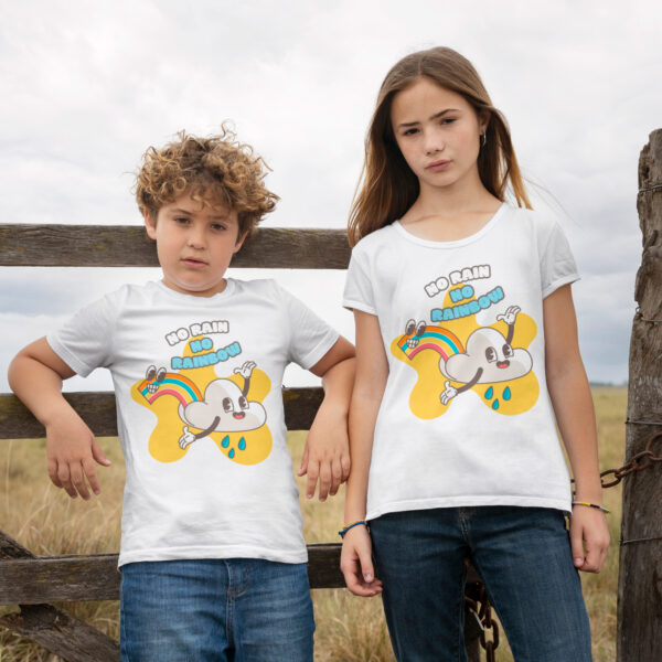 T-Shirt Bimbi in Cotone - NO RAIN NO RAINBOW - immagine 2