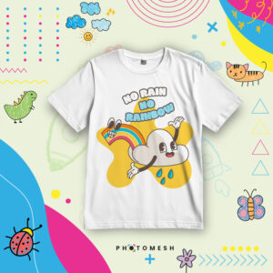 T-Shirt Bimbi in Cotone - NO RAIN NO RAINBOW